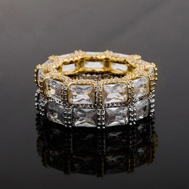 Baguette Halo Hip Hop Ring | Iced Out Micro-Pave Band | Caratix