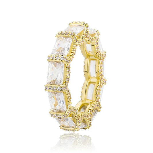 Baguette Halo Hip Hop Ring | Iced Out Micro-Pave Band | Caratix