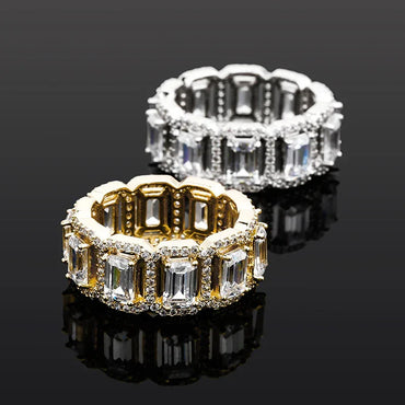 Rectangular Zirconia Hip Hop Ring | Iced Out Geometric Band | Caratix