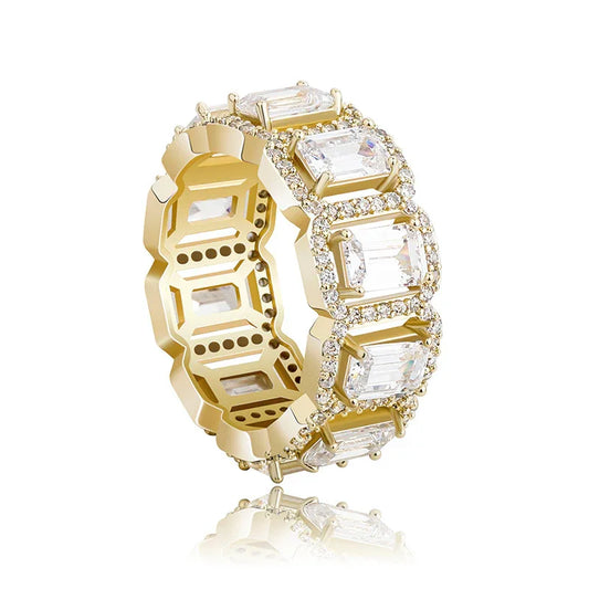 Rectangular Zirconia Hip Hop Ring | Iced Out Geometric Band | Caratix