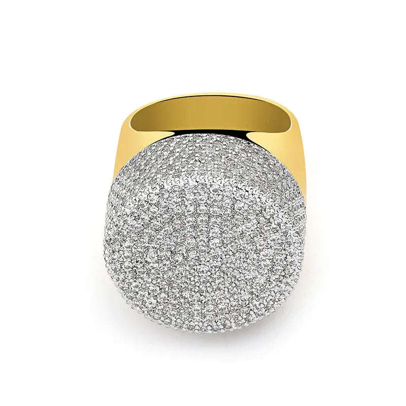Men's Heavyweight Iced Out Signet Ring | Large Dome Micro-Pave Band | Caratix