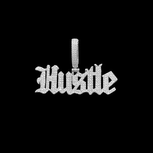 Hustle Iced Out Letter Pendant Necklace – Custom Hip Hop Jewelry for Men - CaratixJewelry