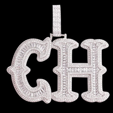 Cursive Two Layers Iced Out Personalized Custom Name Necklace Pendant - Luxury Custom Jewelry - CaratixJewelry