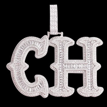 Cursive Two Layers Iced Out Personalized Custom Name Necklace Pendant - Luxury Custom Jewelry - CaratixJewelry