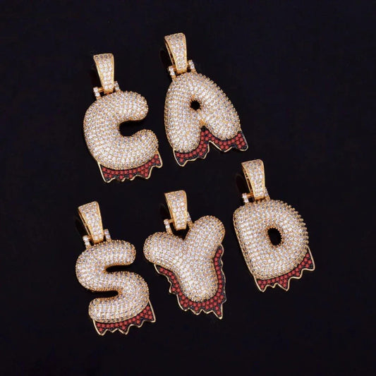 Red Finish Iced Out Personalized Custom Name Necklace Pendant - Luxury Custom Jewelry - CaratixJewelry