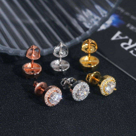 S925 Silver 8mm Moissanite Look Round Stud Earrings - CaratixJewelry
