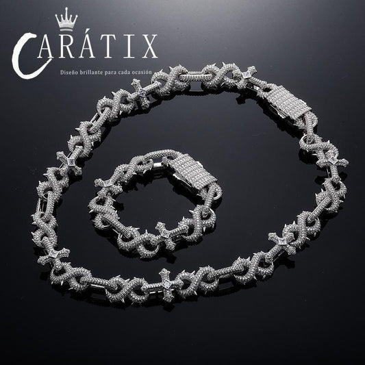 CARÁTIX Hip Hop CZ Stone Paved Cross & Infinity Link Chain Bangle Bracelet – Iced Out Jewelry for Men & Women - CaratixJewelry