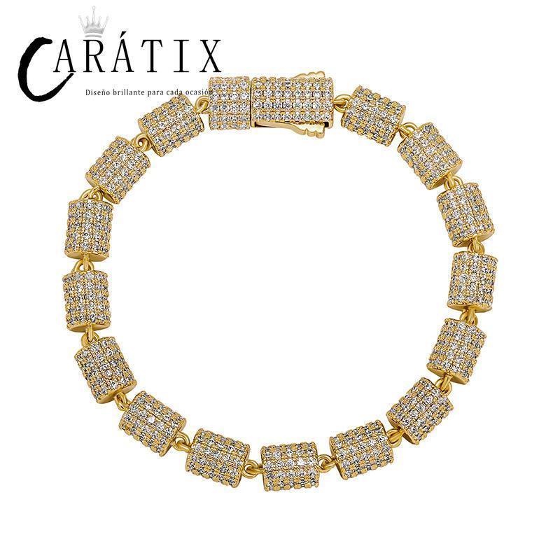 CARÁTIX Bamboo Joint Link Chain Necklace – 3A+ CZ Iced Out Hip Hop Bling Jewelry for Men | Gold & Silver Rapper Gift - CaratixJewelry