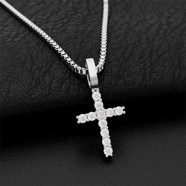 2.5MM S925 Silver Moissanite Cross Pendant – Hip-Hop Style, Trendy Jewelry - CaratixJewelry