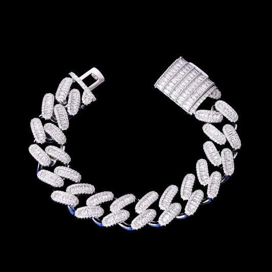15MM Stones and Baguette Special Link Iced Out Diamond Bracelet – Luxury Hip Hop Jewelry for Men & Women