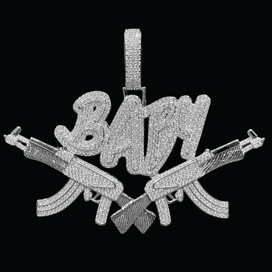 Baby with Double AK Iced Out Letter Diamond Pendant Necklace – Custom Hip Hop Jewelry for Men