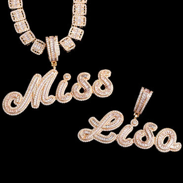 Signature Script Style Iced Out Personalized Custom Name Necklace Pendant - Luxury Custom Jewelry - CaratixJewelry
