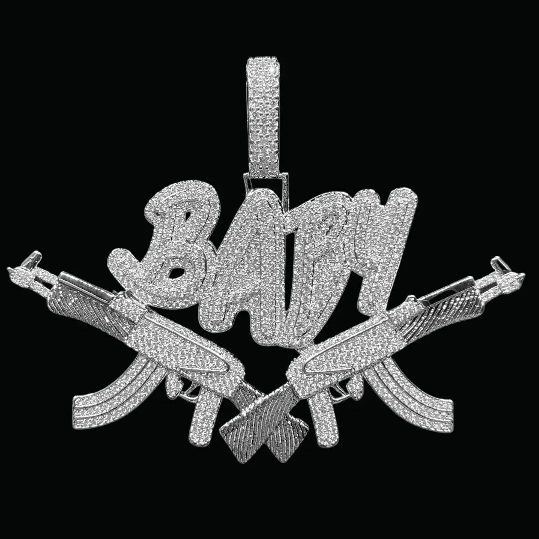 Baby with Double AK Iced Out Letter Pendant Necklace – Custom Hip Hop Jewelry for Men - CaratixJewelry