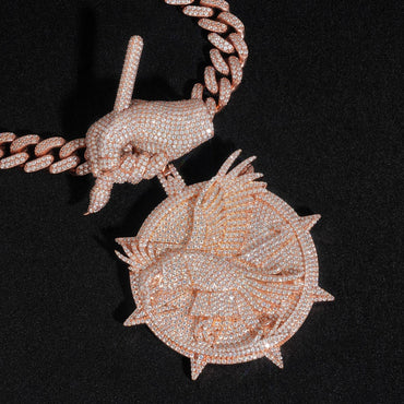2.9-Inch Iced-Out Round Medallion Pendant – Full Pave 925 Sterling Silver Hip Hop Statement Jewelry - CaratixJewelry
