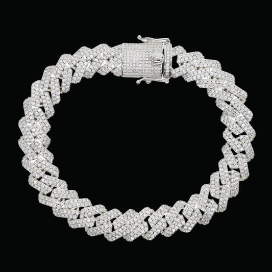 12MM Miami Cuban Link Iced Out Bracelet - CaratixJewelry