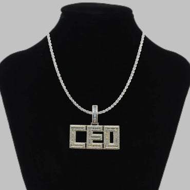CEO Iced Out Letter Pendant Necklace – Custom Hip Hop Jewelry for Men - CaratixJewelry