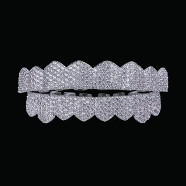 8 Teeth Fang Mouth Iced Out Grillz – Custom Hip Hop Jewelry for Men & Women - CaratixJewelry