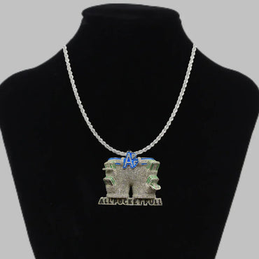 APF All Pocket Full Money Iced Out Letter Pendant Necklace – Custom Hip Hop Jewelry for Men - CaratixJewelry