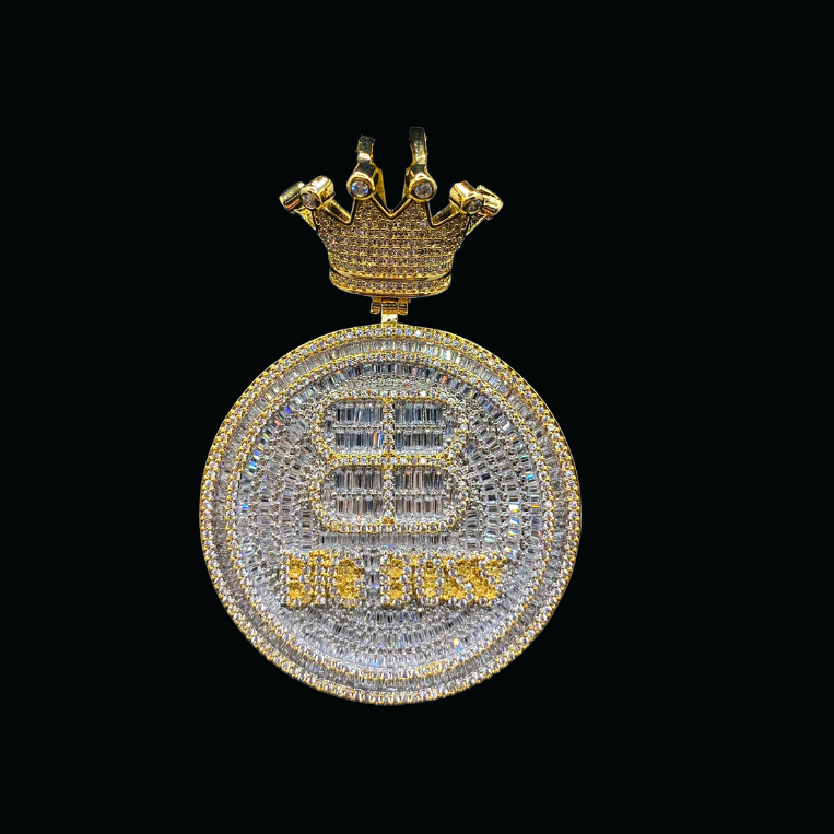 Big Boss Crown Bail Iced Out Letter Pendant Necklace – Custom Hip Hop Jewelry for Men - CaratixJewelry