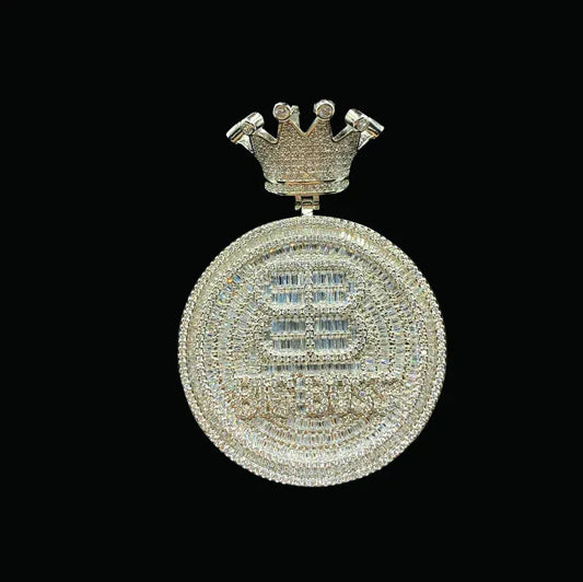 Big Boss Crown Bail Iced Out Letter Pendant Necklace – Custom Hip Hop Jewelry for Men - CaratixJewelry