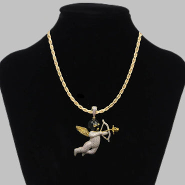 Goddess Of Love with Arrow Iced Out Pendant Necklace – Custom Hip Hop Jewelry for Women - CaratixJewelry