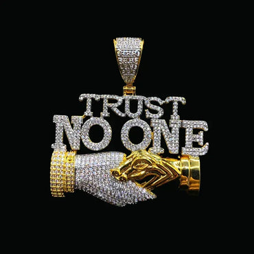 Trust No One Iced Out Letter Pendant Necklace – Custom Hip Hop Jewelry for Men - CaratixJewelry