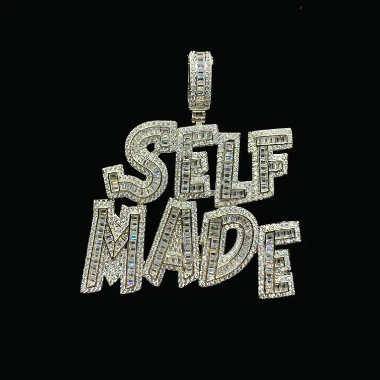 Self Made Iced Out Letter Pendant Necklace – Custom Hip Hop Jewelry for Men - CaratixJewelry