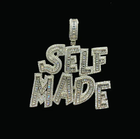 Self Made Iced Out Letter Pendant Necklace – Custom Hip Hop Jewelry for Men - CaratixJewelry
