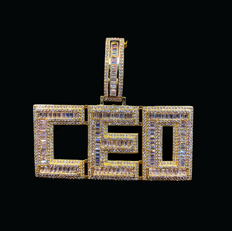 CEO Iced Out Letter Pendant Necklace – Custom Hip Hop Jewelry for Men - CaratixJewelry