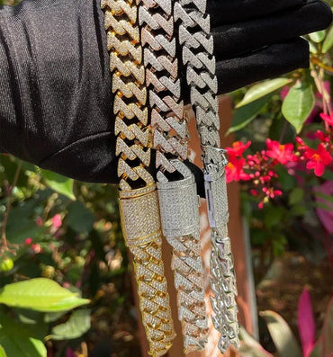 15MM Lightning Link Iced Out Necklace Chain - CaratixJewelry