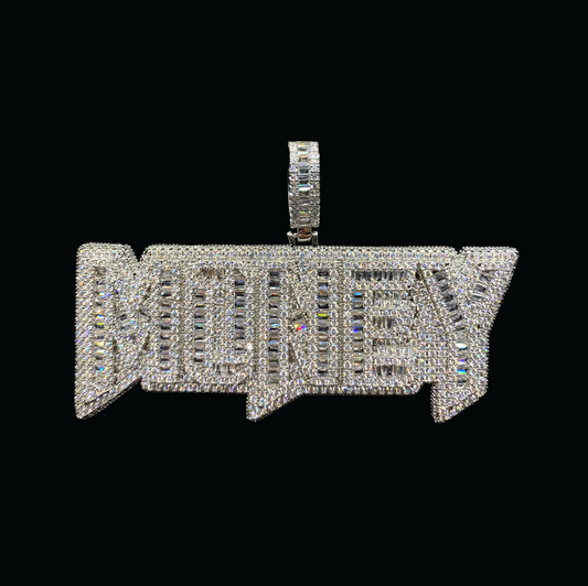 Money Iced Out Letter Diamond Pendant Necklace – Custom Hip Hop Jewelry for Men