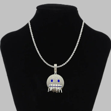 Iceman Blue Eyed Drippy Mouth Iced Out Pendant Necklace – Custom Hip Hop Jewelry for Men - CaratixJewelry