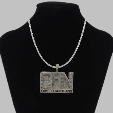 CFN Came From Nothing Iced Out Letter Pendant Necklace – Custom Hip Hop Jewelry for Men - CaratixJewelry