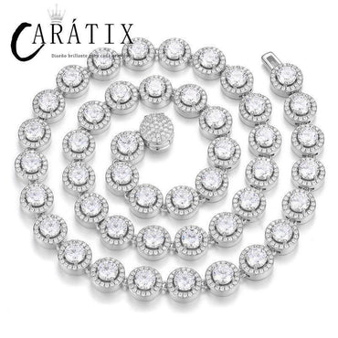 CARÁTIX Iced Out Round CZ Tennis Link Chain Necklace for Men - CaratixJewelry