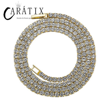 CARÁTIX - 2.5-5mm Hip Hop Claw Zircon Bling Iced Out 1 Row CZ Stone Tennis Link Chain Chokers Necklaces for Men Women Rapper Jewelry Gift Valentine's Day Gift for Men & Girls & Boys Mothers' Day Gift #Springtok