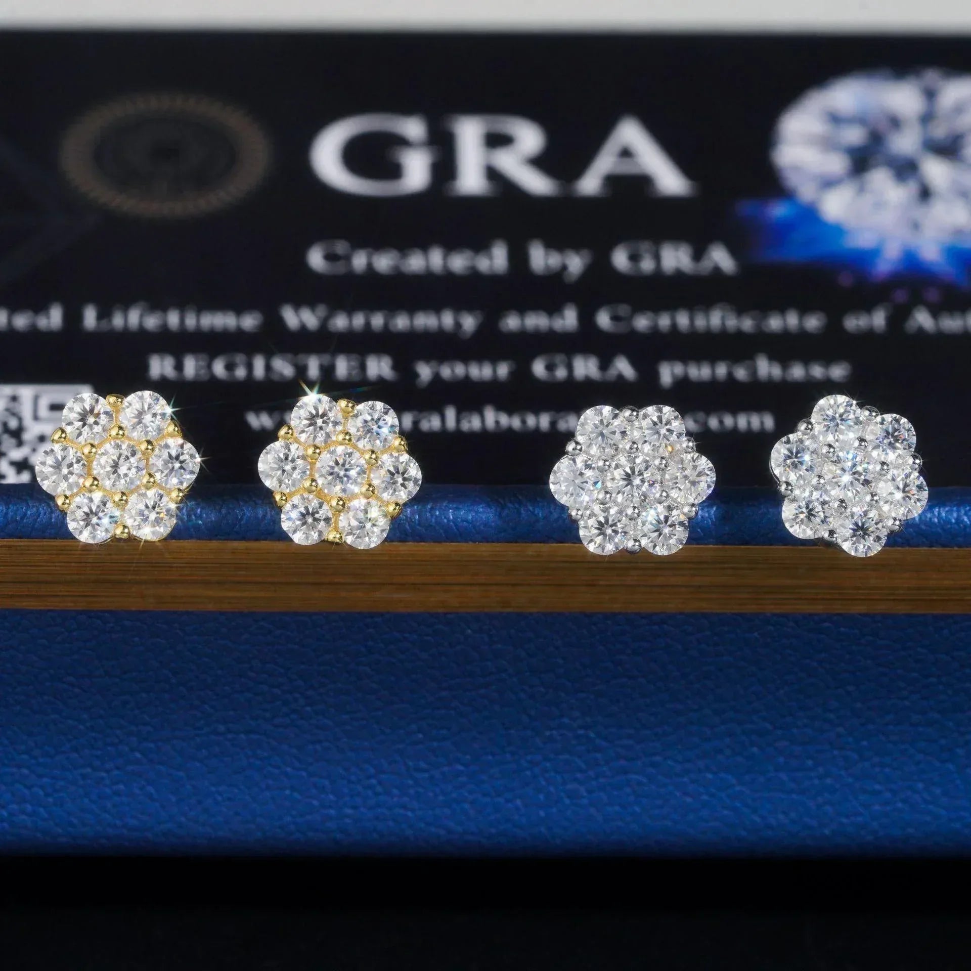 S925 Silver Full Pave 8mm Flower Moissanite Stud Earrings - CaratixJewelry