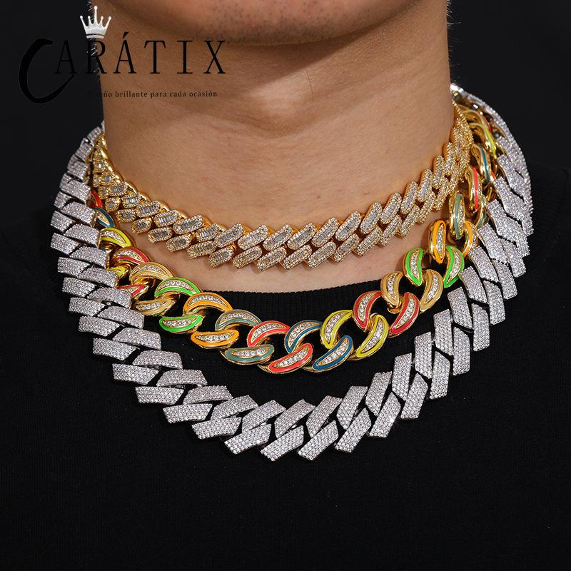CARÁTIX 20mm 4-Row Rhombus Cuban Chain | CZ Iced Out Miami Link Hip Hop Necklace for Men