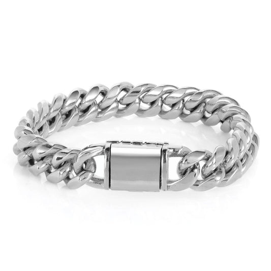 CARÁTIX - Men Fashion Cuban Link Necklace Stainless Steel PVD Plated 8/10/12/14mm Cuban Chain Jewellery Personalized Free Laser Logo Valentine's Day Gift for Men & Girls & Boys Mothers' Day Gift #Springtok