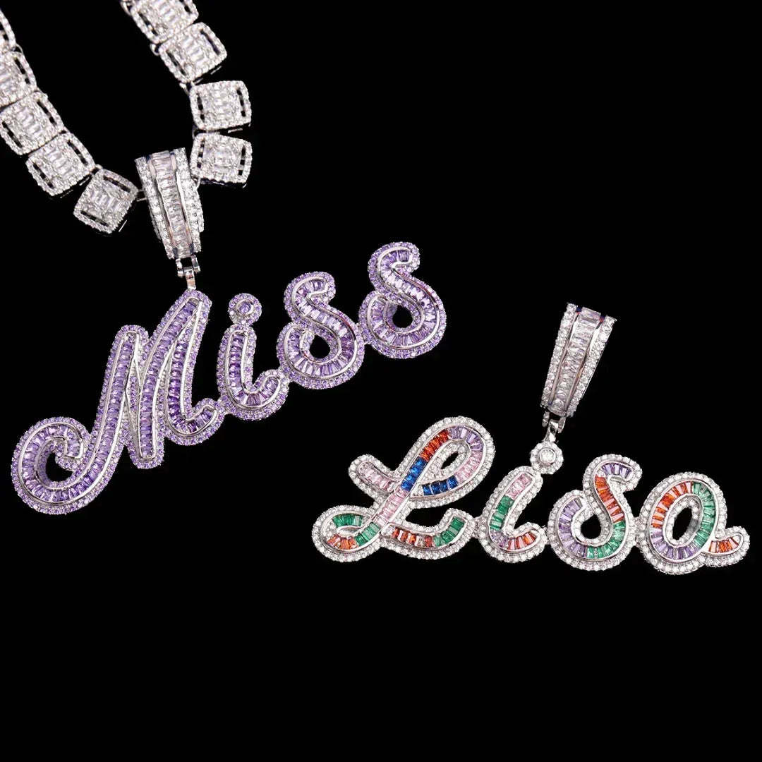 Signature Script Style Iced Out Personalized Custom Name Necklace Pendant - Luxury Custom Jewelry - CaratixJewelry
