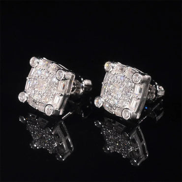S925 Silver Cross Design Moissanite Hip Hop Hoop Earrings Unisex - CaratixJewelry