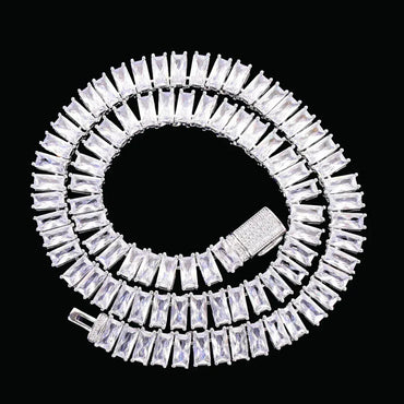 9MM Baguette Link Iced Out Necklace Chain – Luxury Hip Hop Jewelry for Men & Women - CaratixJewelry