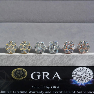 925 Silver Flower Shape Moissanite Look Earrings Unisex Jewelry - CaratixJewelry