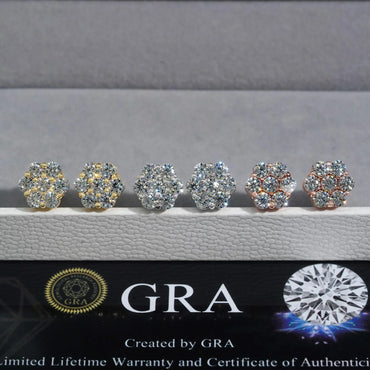 925 Silver Flower Shape Moissanite Look Earrings Unisex Jewelry - CaratixJewelry