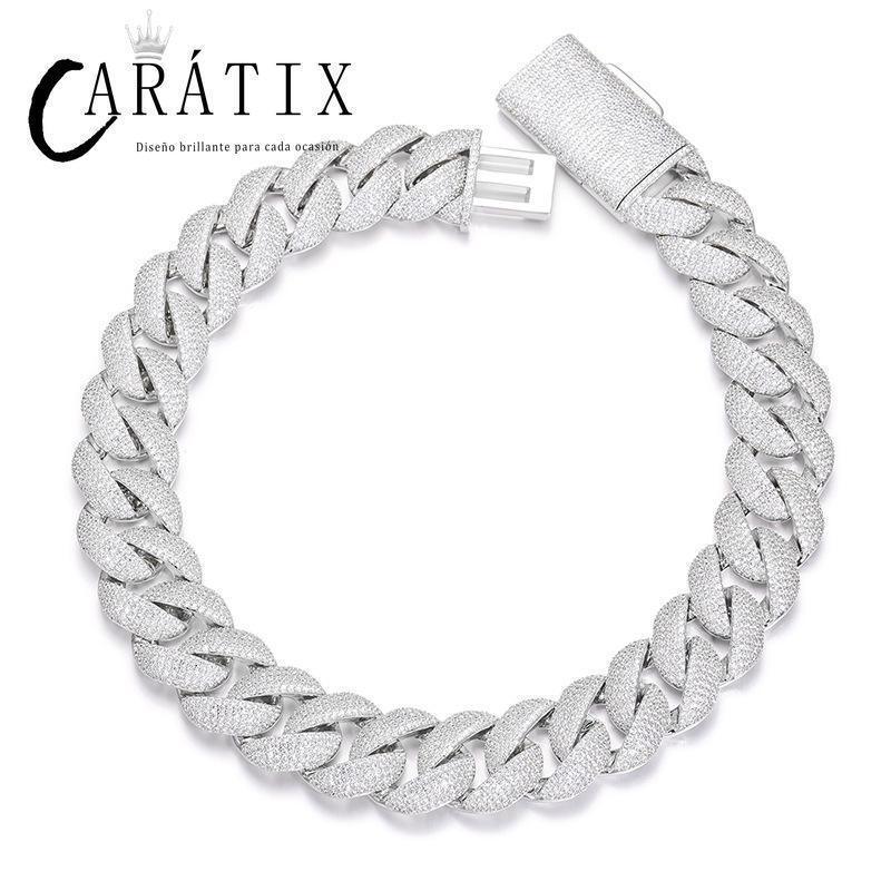 CARÁTIX 22mm Iced Out Cuban Link Chain Necklace – 5A+ CZ Heavy Round Hip Hop Bling Jewelry for Men | Rapper Gift - CaratixJewelry