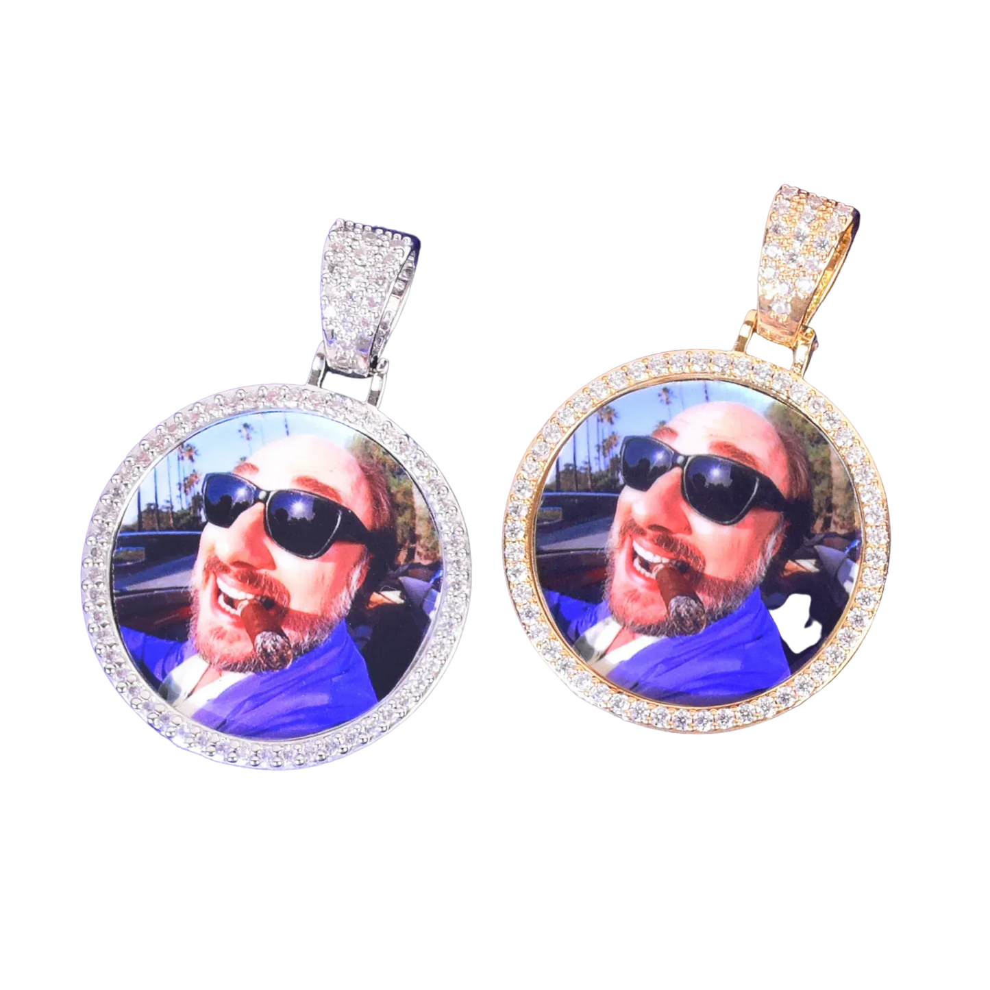 Round Tennis Custom Photo Picture Pendant Necklace - Personalized Jewelry - CaratixJewelry