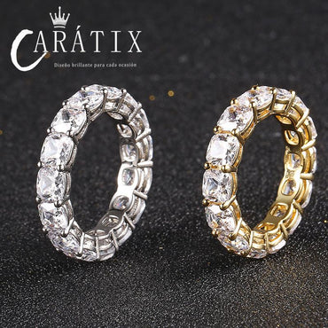 Caratix-New hip-hop men's ring, real electroplated single-row micro-inlaid large zircon ring ring ring, high-quality hip-hop ring.