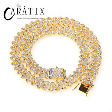 CARÁTIX 12mm Square Cuban Chain | AAA+ CZ Iced Out Choker Necklace for Men & Women - CaratixJewelry