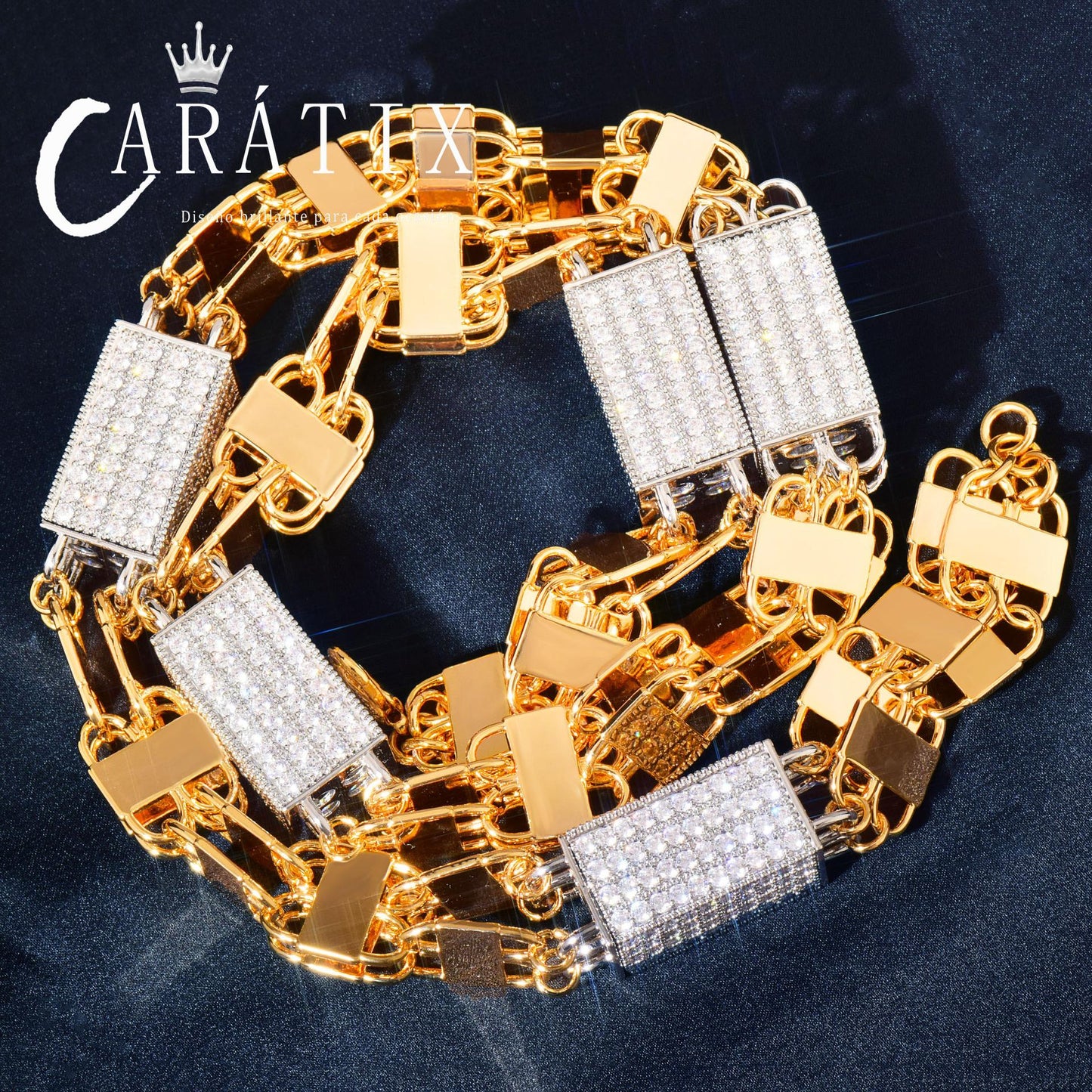 CARÁTIX Square Box Chain Necklace – AAAAA Zircon Iced Out Hip Hop Bling Jewelry for Men | Multi-Size Chino Link Chain