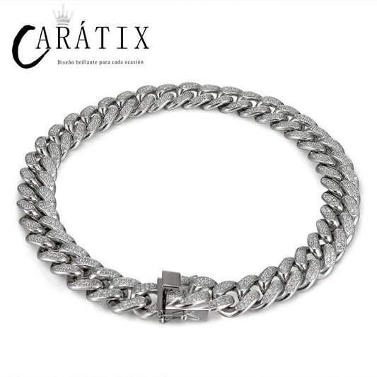 CARÁTIX 19mm Cuban Chain | Titanium Steel Iced Out Hip Hop Necklace for Men