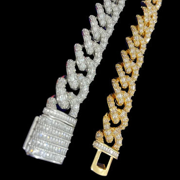 19MM Fully Baguette Cuban Link Iced Out Bracelet – Luxury Hip Hop Jewelry for Men & Women - CaratixJewelry
